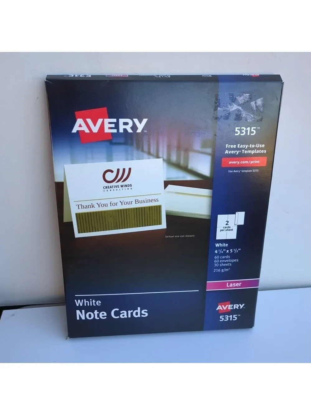 Avery 5315 Note Cards w/ Matching Envelopes (60 CRD, 2 CRD/SHT, 30 SHT/BX) New.